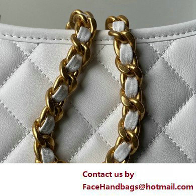 Chanel Calfskin  &  Gold-Tone Metal Hobo Handbag AS4532 White 2025